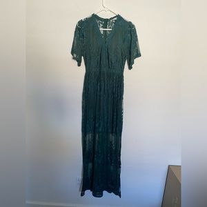Bella Ella Dark Teal Lace Maxi Dress